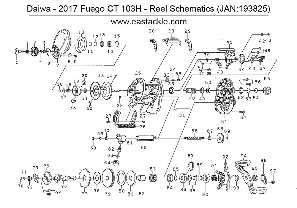 Daiwa - 2017 Fuego CT 103H - Reel Schematics
